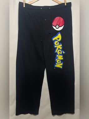Black Pokémon Logo Elastic Waist & Drawstring Pajamas Size Medium